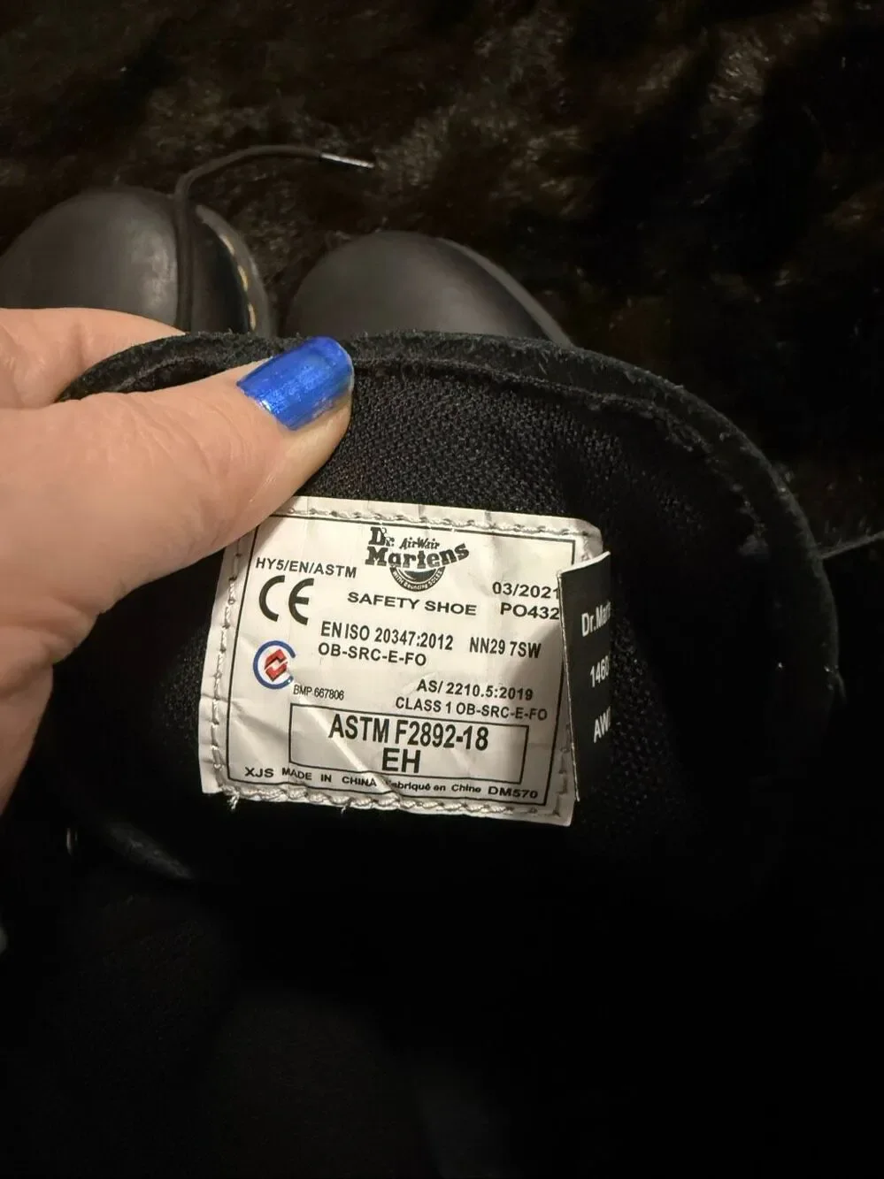 Doc Dr. Martens 1460  Black Leather Combat Boots Lace-Up shoes 13